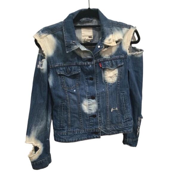 Levi’s jean jacket womens s thrashed distressed babe squad OAK punk barbie denim - Picture 1 of 15